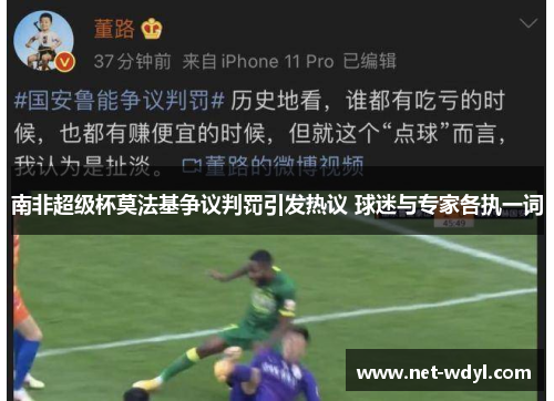 南非超级杯莫法基争议判罚引发热议 球迷与专家各执一词